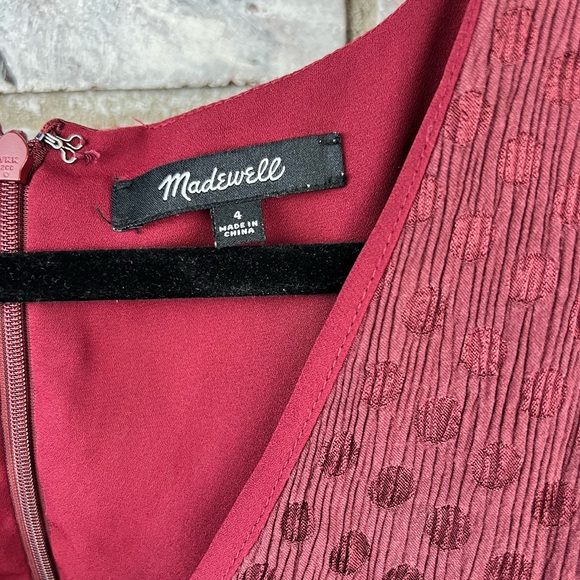 Madewell | V-Neck Fit-and-Flare Dress in Dot Jacquard - Picture 6 of 9